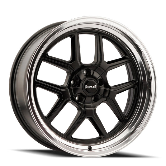 Ridler Wheels 610 17x7 5x127 0mm Matte Black with Polished Lip Wheel 610-7773MB