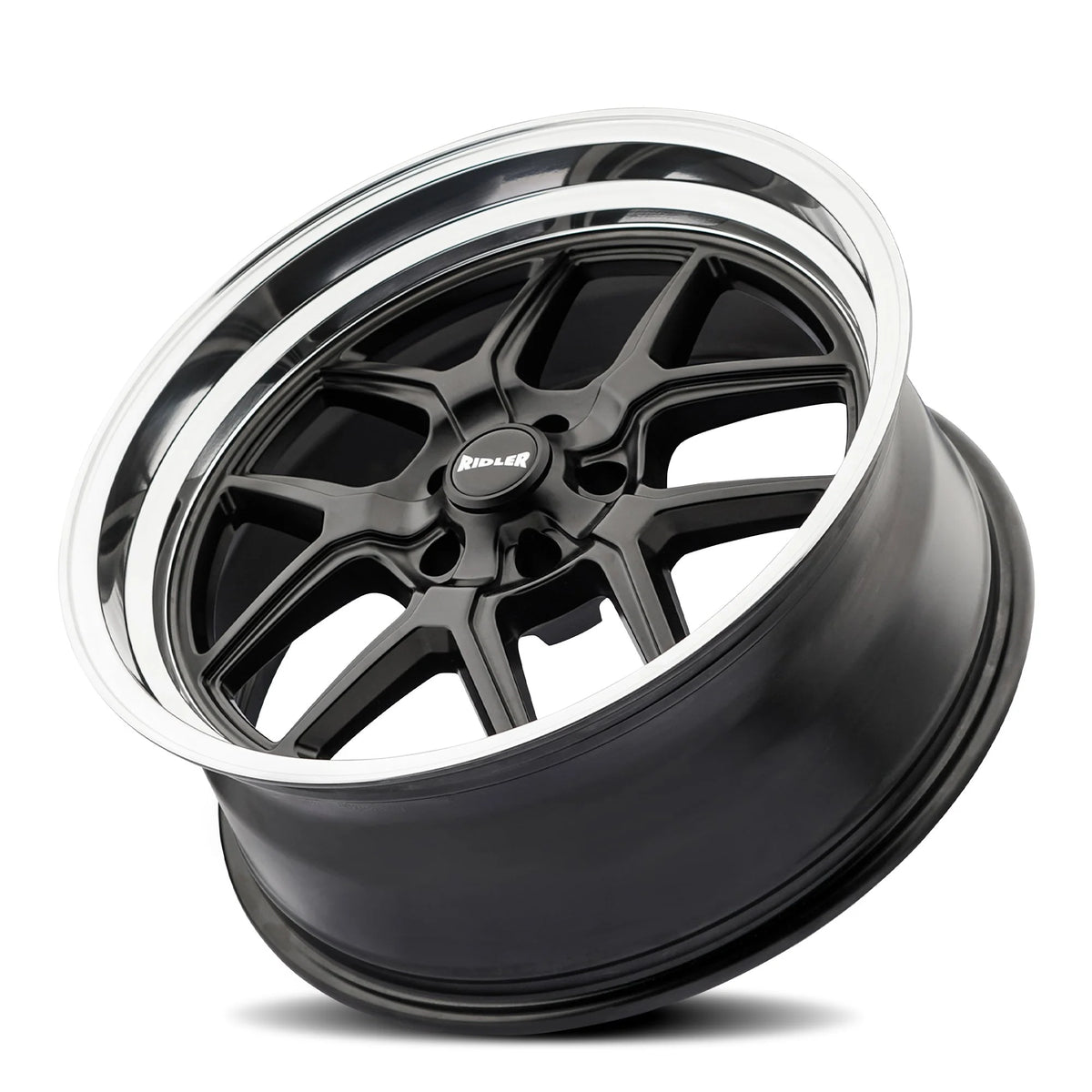 Ridler Wheels 610 17x7 5x127 0mm Matte Black with Polished Lip Wheel 610-7773MB