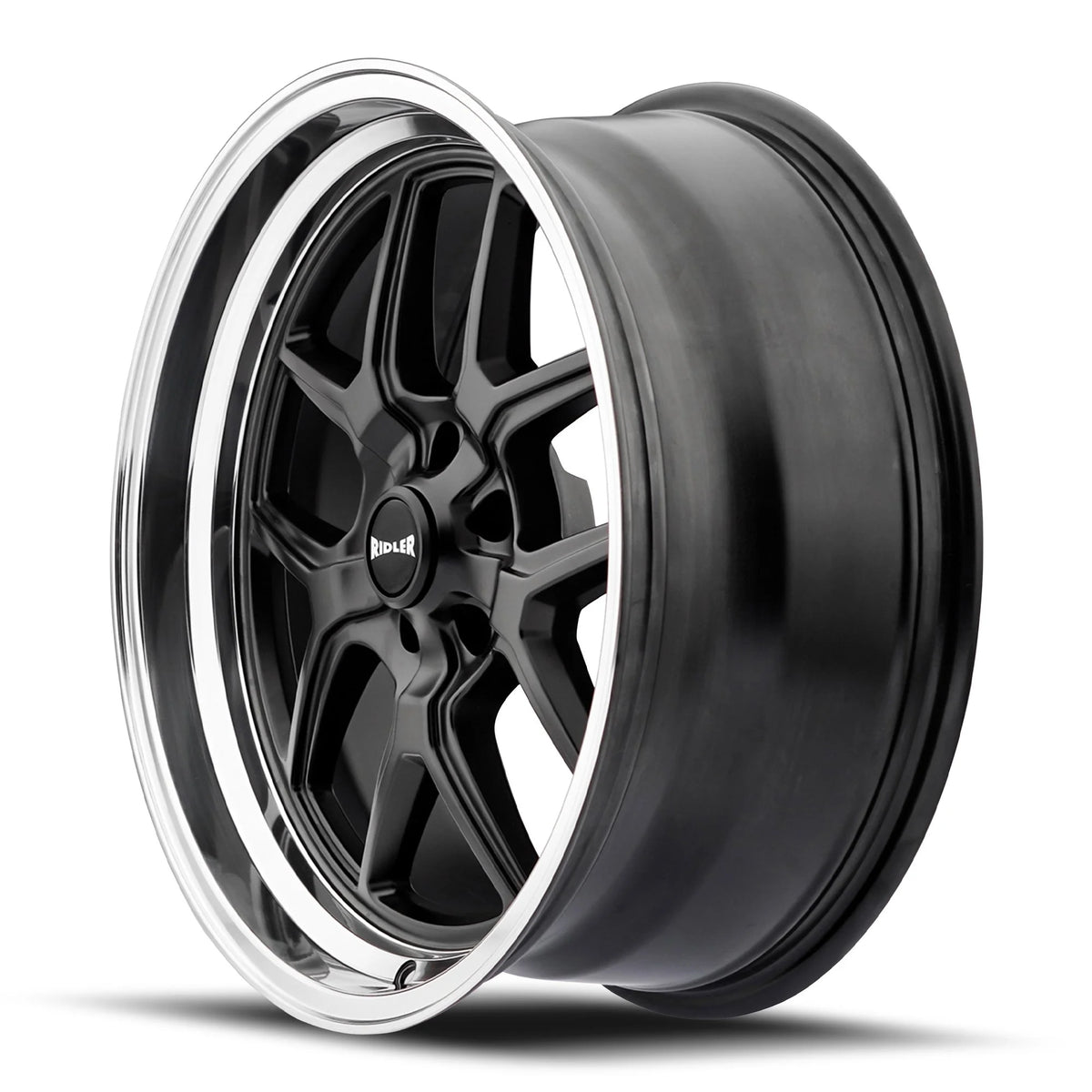 Ridler Wheels 610 17x7 5x120.65 0mm Matte Black with Polished Lip Wheel 610-7761MB