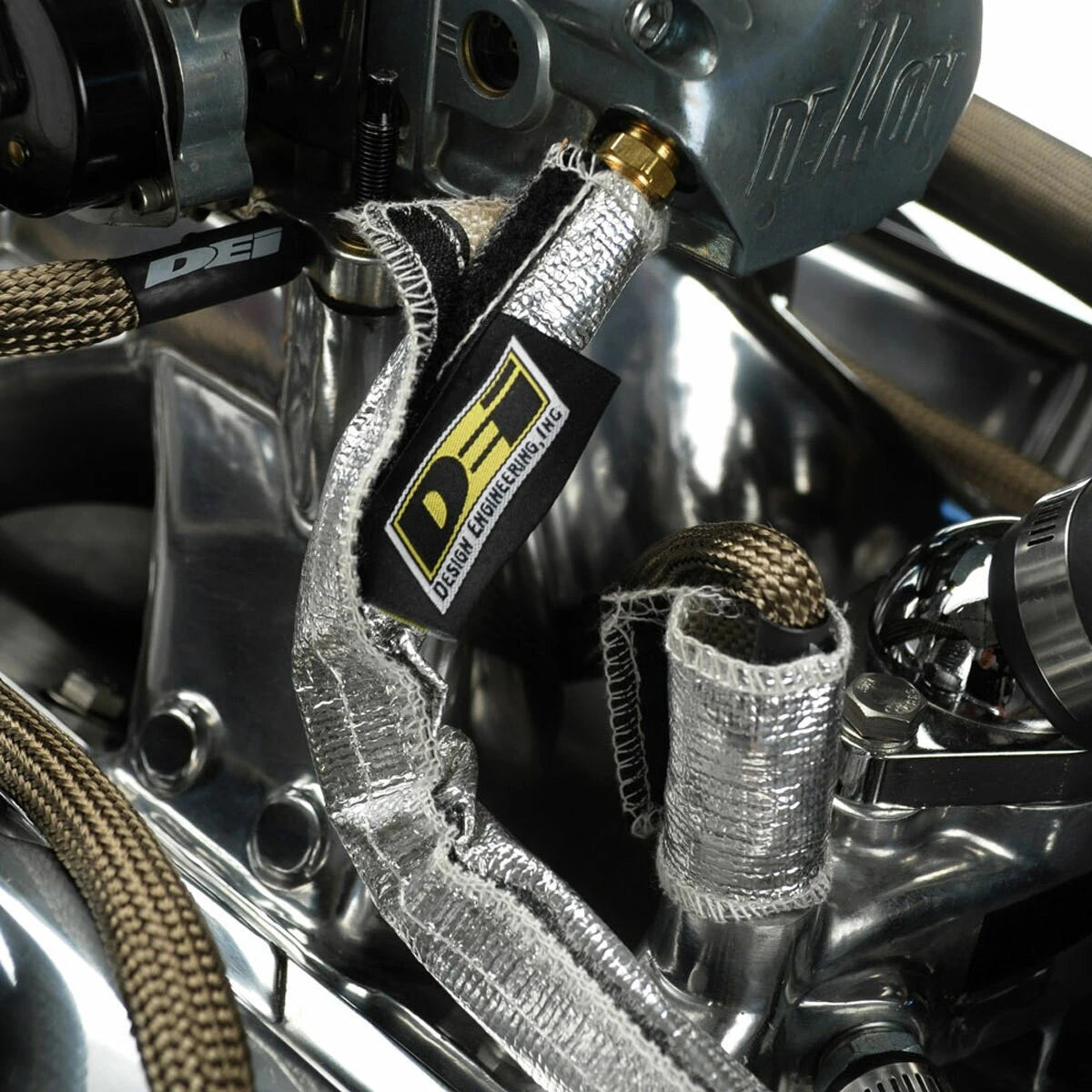 DEI Heat Shroud 3/4in I.D. x 3ft - Aluminized Sleeving - Hook and Loop Edge