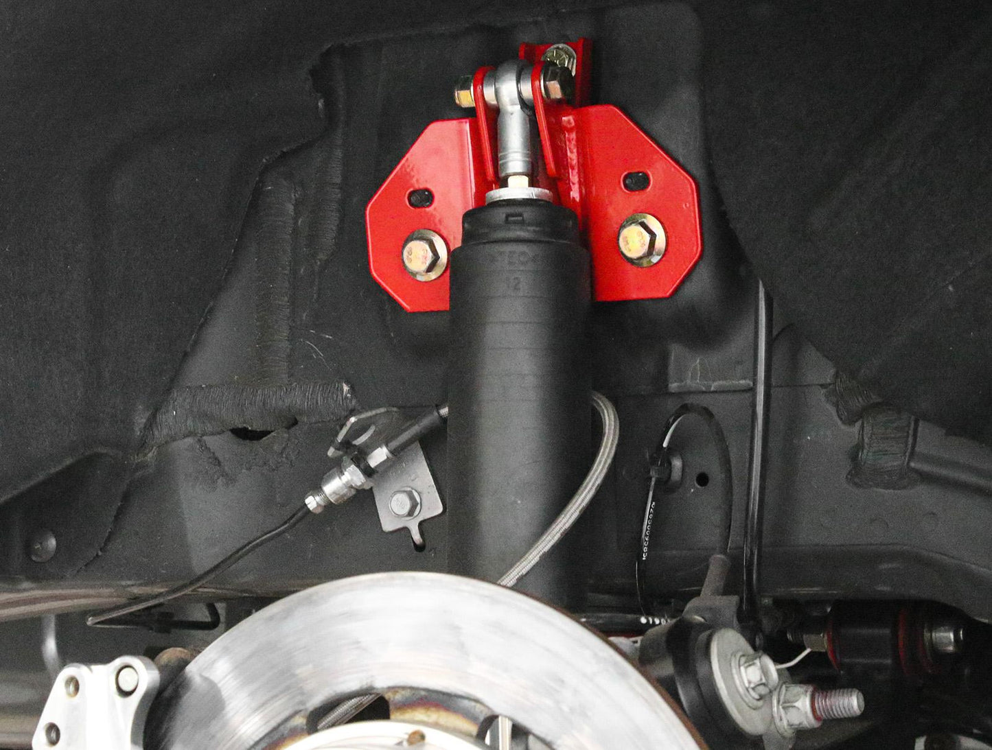 BMR Suspension 24-25 Ford Mustang Rear Steel Shock Mount & Brace Kit - Red