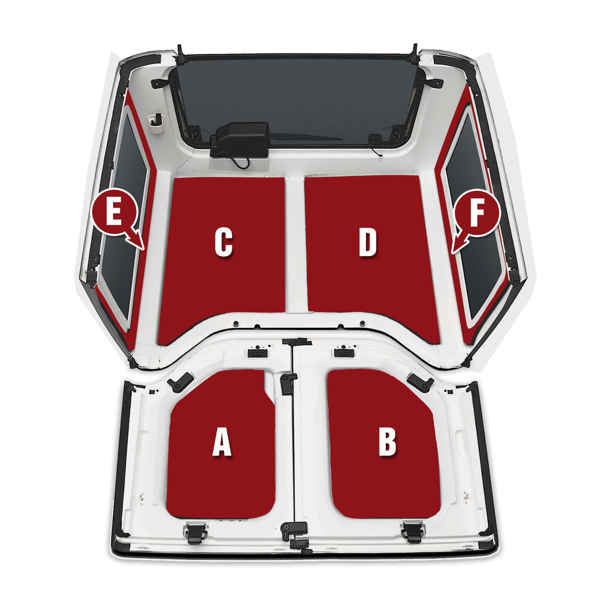 DEI for 2011-2018 Jeep Wrangler JK 2-Door Boom Mat Complete Headliner Kit - 6 Piece - White