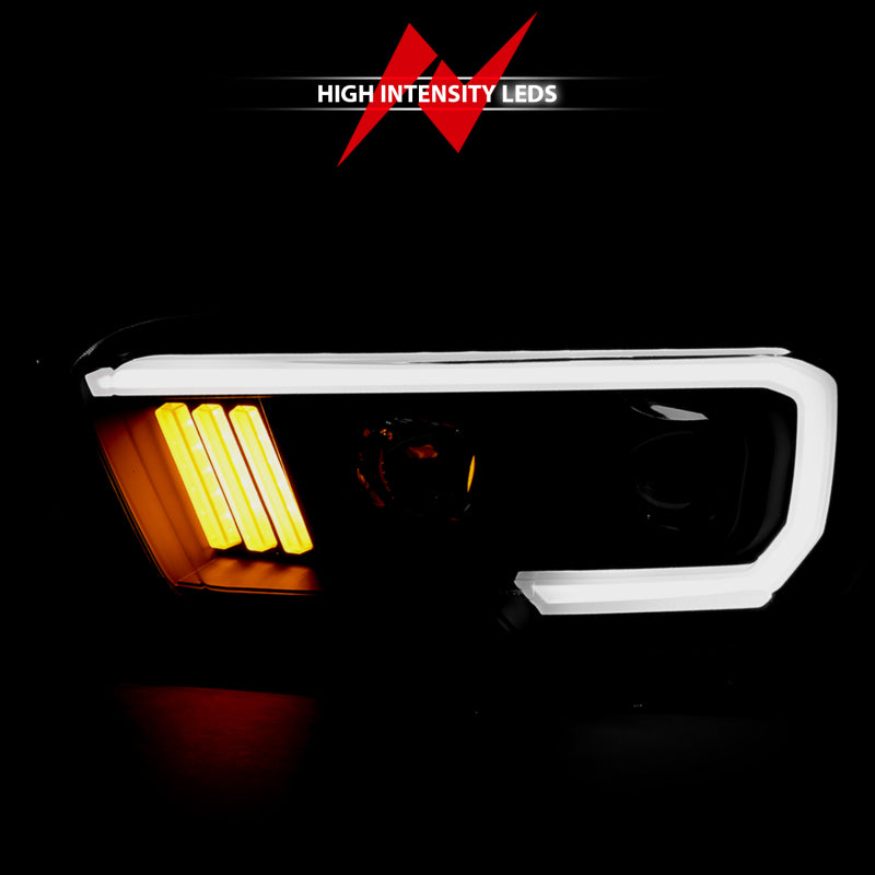 ANZO 2016-2023 Toyota Tacoma LED Projector Headlights - Black (For Halogen Version w/ DRL)