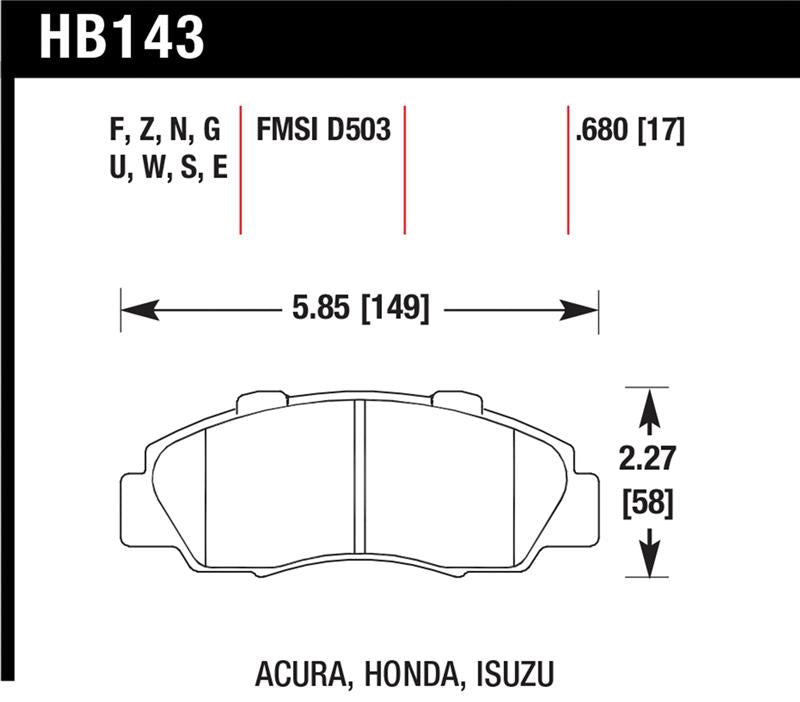 Hawk Performance HB143U.680 DTC-70 Motorsport Brake Pads