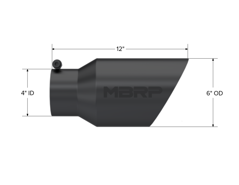 MBRP T5072BLK Exhaust Tip - 6" OD Dual Wall Angled 4" inlet 12" length | Black Coated