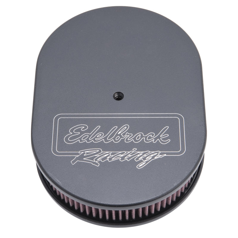 Edelbrock 42203 Air Cleaner Victor Series Oval Aluminum Top Cloth Element 11.875 in x 8.25 in x 3.75