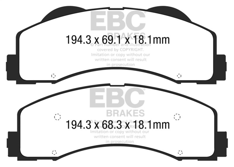 EBC 15+ Ford F150 2.7 Twin Turbo (2WD) Yellowstuff Front Brake Pads DP43034R