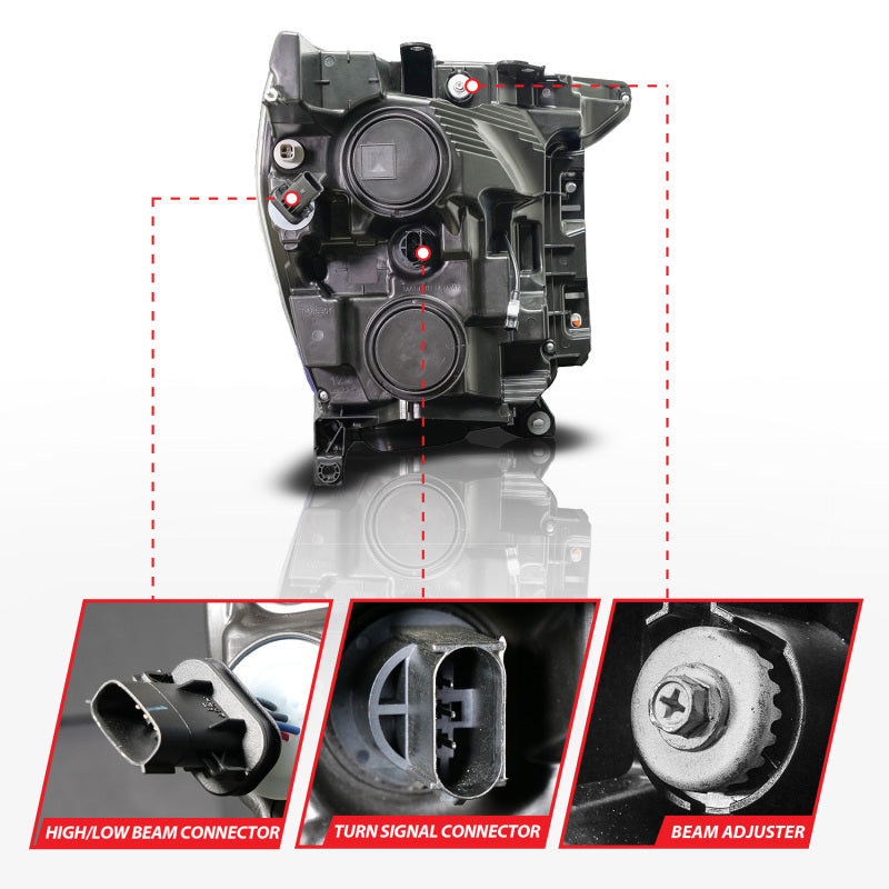 ANZO 2021-2023 Ford F-150 LED Projector Headlights - Black Housing / Clear Lens - Driver Side