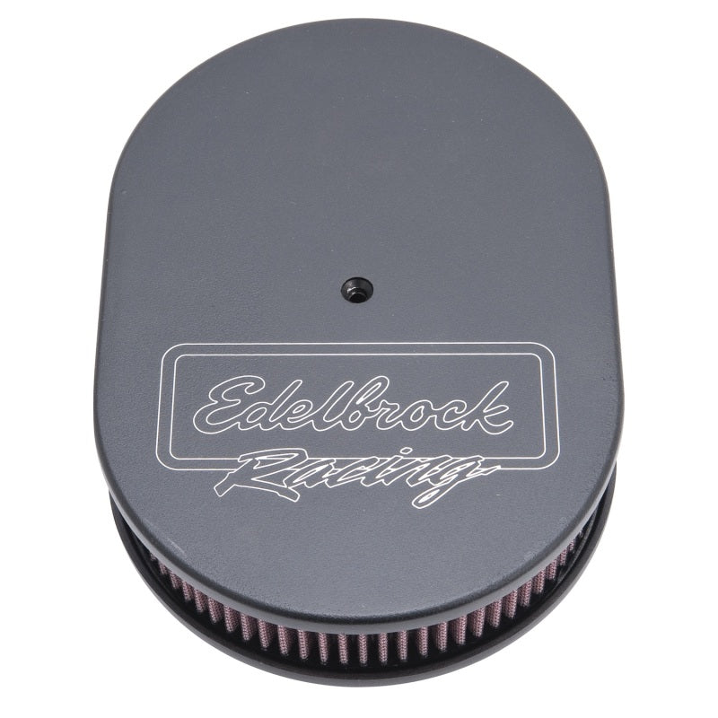 Edelbrock 42203 Air Cleaner Victor Series Oval Aluminum Top Cloth Element 11.875 in x 8.25 in x 3.75
