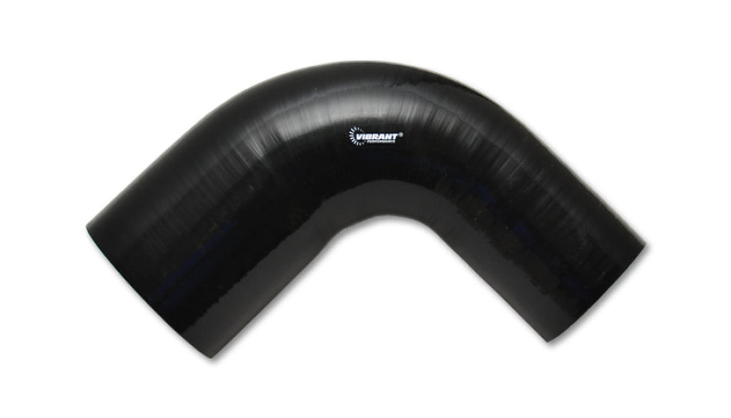 Vibrant 1.25in ID x 1.5in ID x 4in Long Gloss Black Silicone 90 Degree