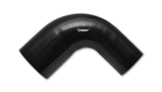 Vibrant 1.25in ID x 1.5in ID x 4in Long Gloss Black Silicone 90 Degree