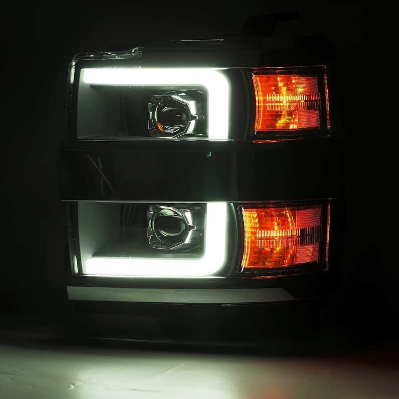 AlphaRex 880224 15-19 Chevrolet 2500 HD PRO-Series Projector Headlights Plank Style Black w/Activation Light/Sequential Signal/DRL