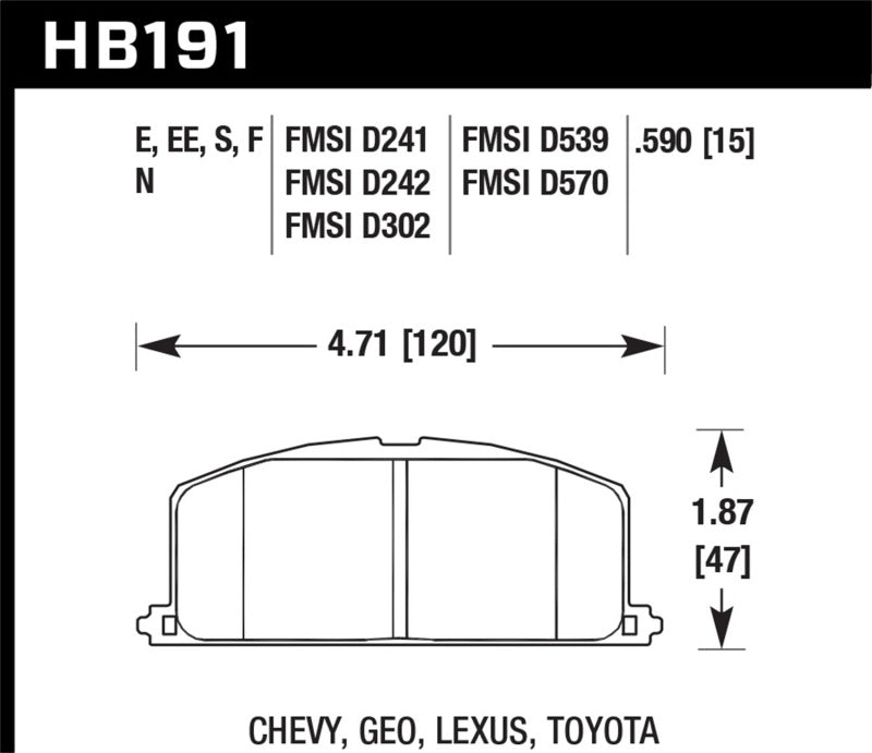 Hawk Performance HB191E.590 Blue 9012 Motorsport Brake Pads