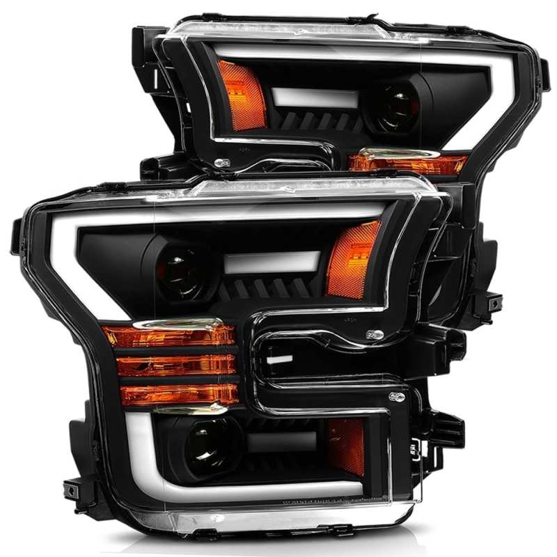 AlphaRex 880156 15-17 Ford F-150 PRO-Series Projector Headlights Plank Style Black with Activation Light/Sequential Signal