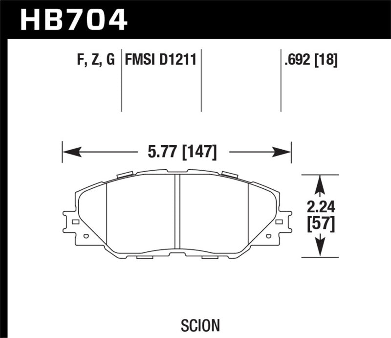 Hawk Performance HB704Z.692 Performance Ceramic Street Brake Pads