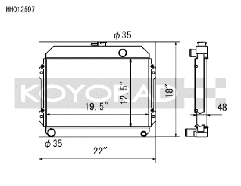 Koyo HH012597 for 70-74 Toyota Celica 1.6/2.0L I4 (MT) Radiator