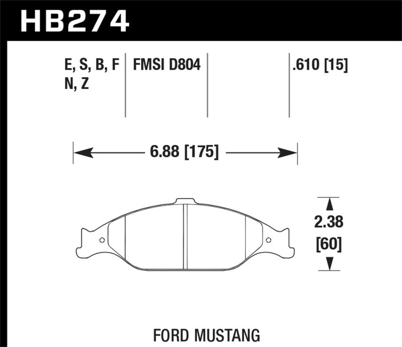 Hawk Performance HB274B.610 HPS 5.0 Street Brake Pads