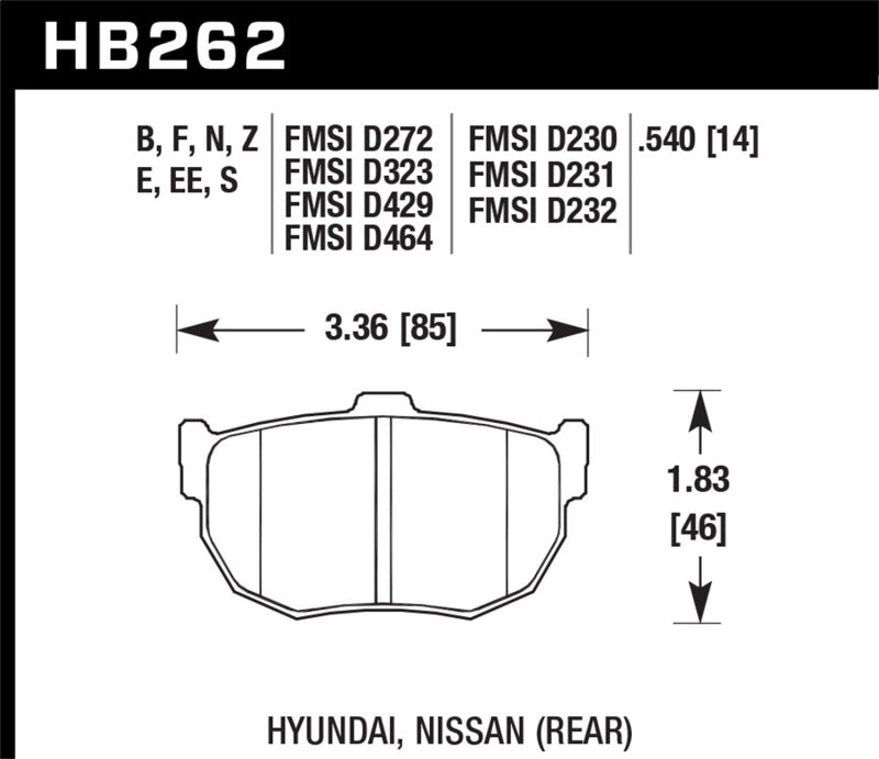 Hawk Performance HB262N.540 HP Plus Crossover Street/Motorsport Brake Pads
