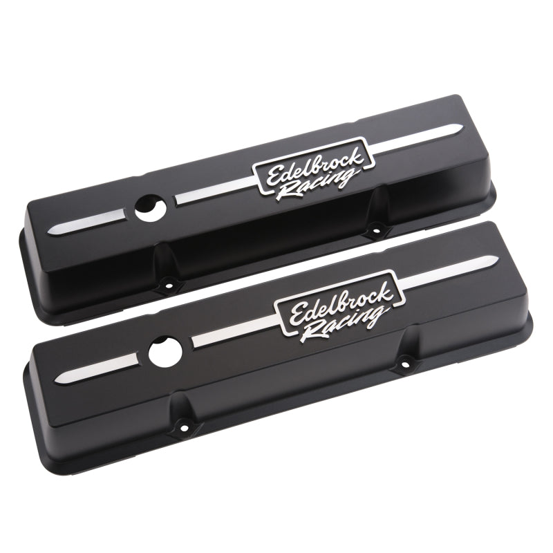 Edelbrock 41633 Valve Cover Racing Series Chevrolet 1959-1986 262-400 CI V8 Low Black