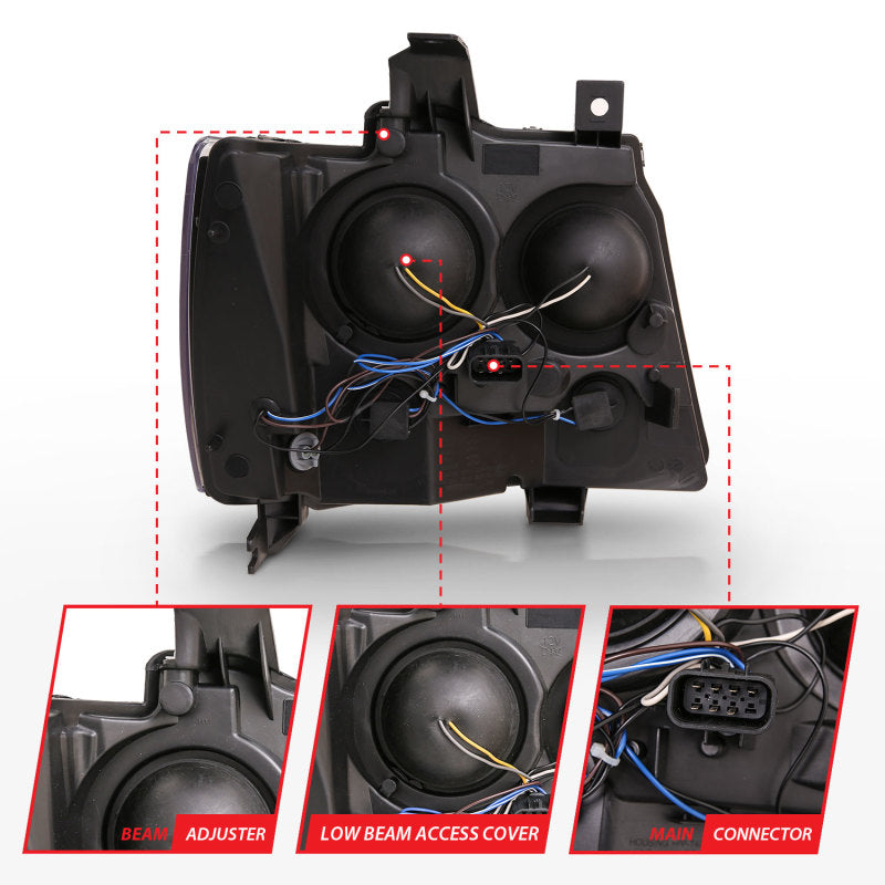 ANZO 2007-2014 Chevrolet Suburban 1500 LED Projector Headlights
