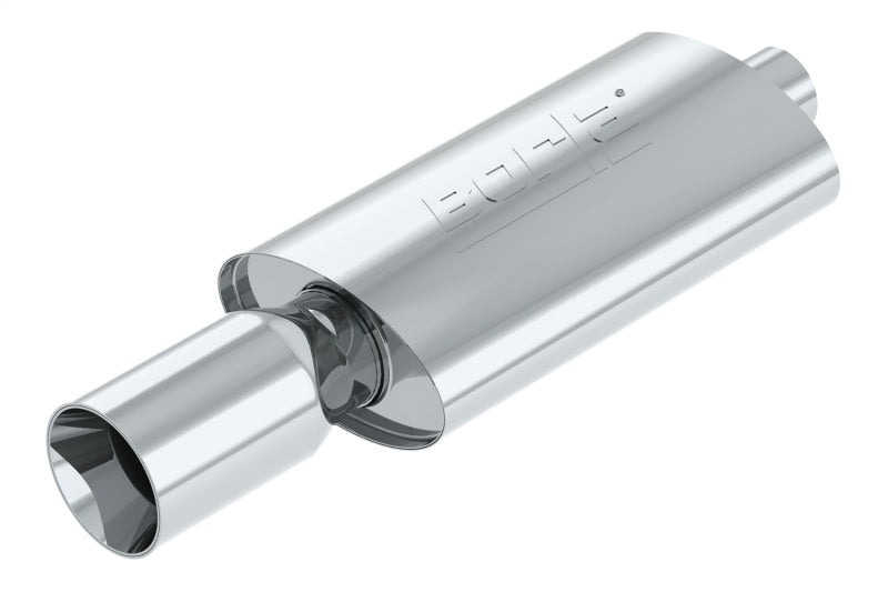 Borla 40057 Boomer Muffler Thumper Oval 2-1/4in In 4in Side Round Out - #40057