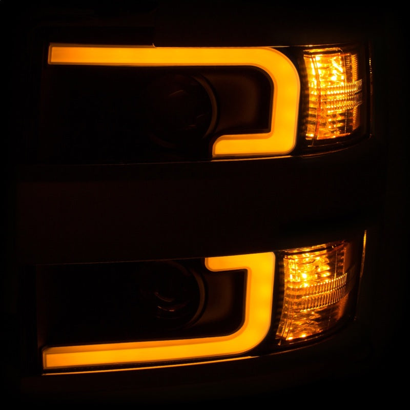 ANZO 2015-2019 Chevrolet Silverado 2500 HD LED Projector Headlights - Switchback Black (Chrome Trim) (Halogen Models Only)