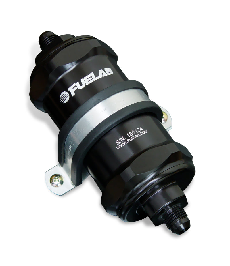 Fuelab 81811-1 818 In-Line Fuel Filter Standard -6AN In/Out 40 Micron Stainless - Black