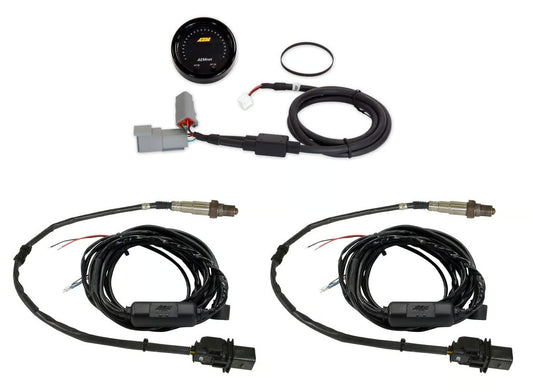 AEM VK080036 Dual Channel Wideband Kit — AEMnet CAN bus gauge with two inline wideband UEGO controllers and sensors