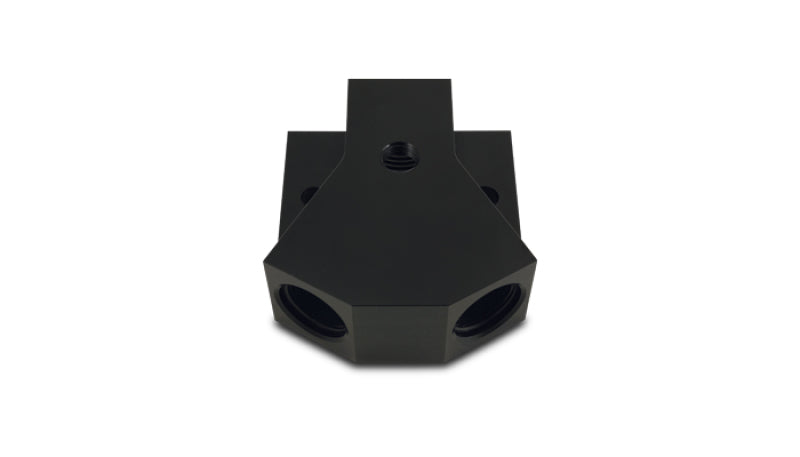 Vibrant Billet Aluminum Y-Block Fitting with 1/8in NPT Port -10AN x Dual -8AN
