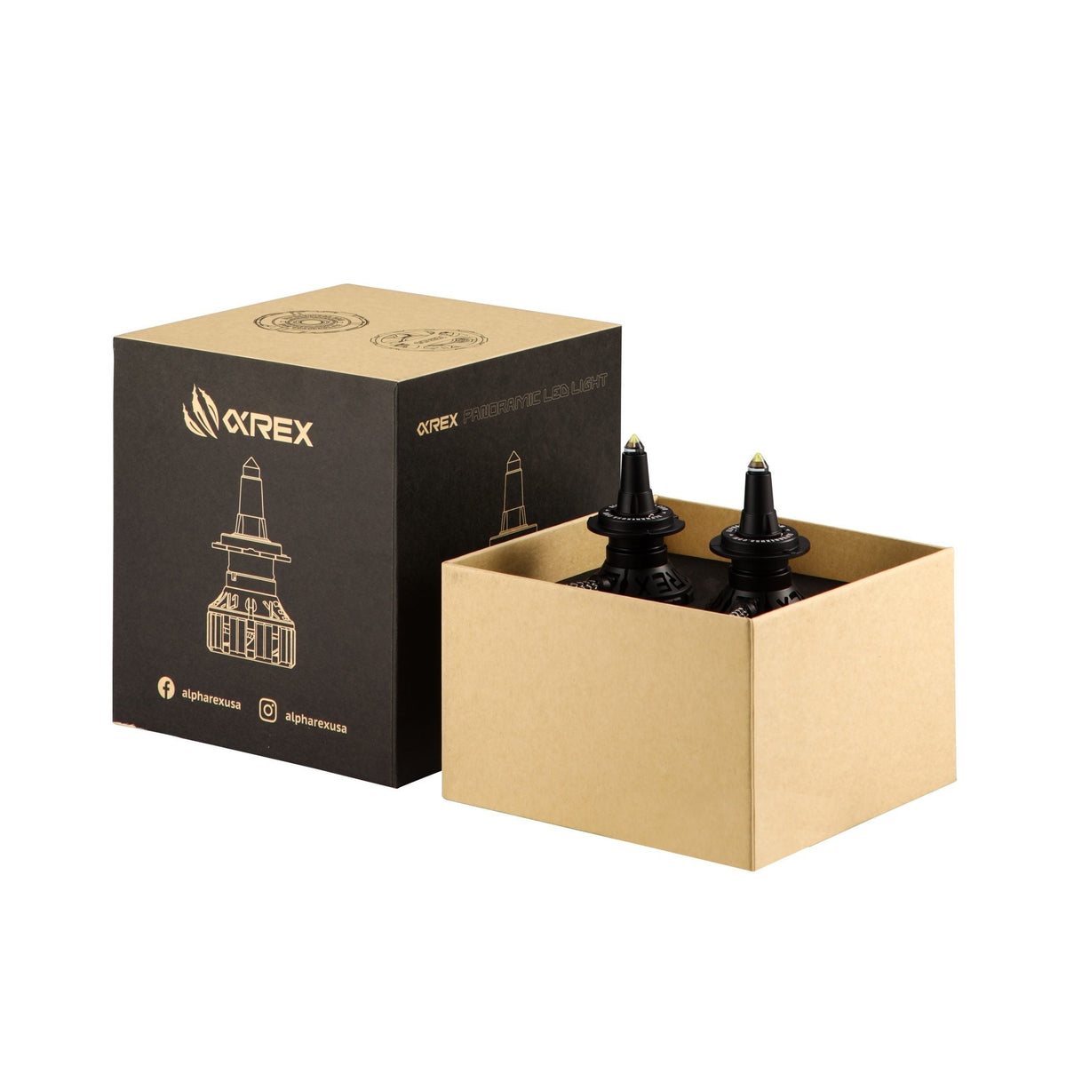 AlphaRex 110003 Black Ammo Panoramic LED Light Bulbs - 9006