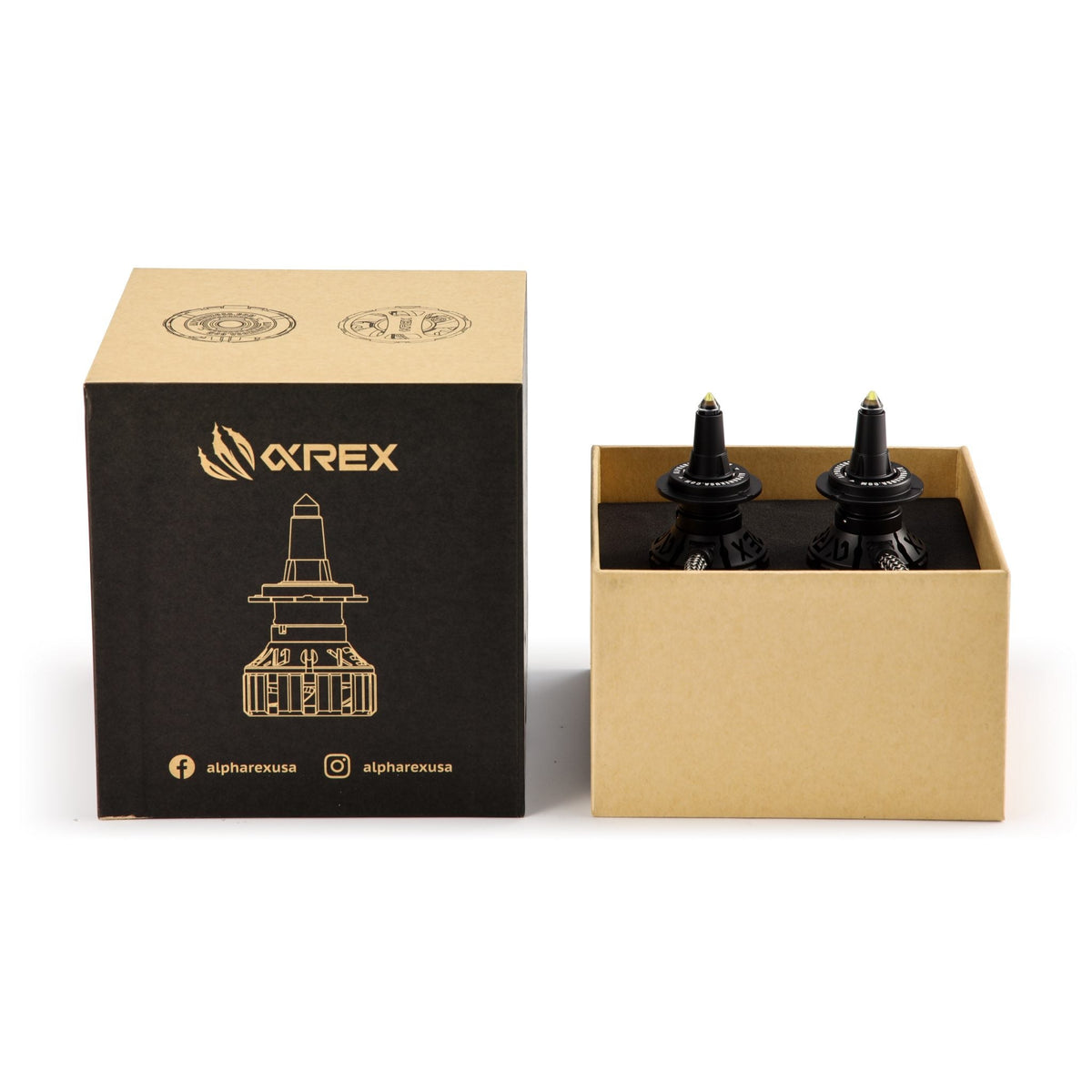 AlphaRex 110007 Black Ammo Panoramic LED Light Bulbs - H7
