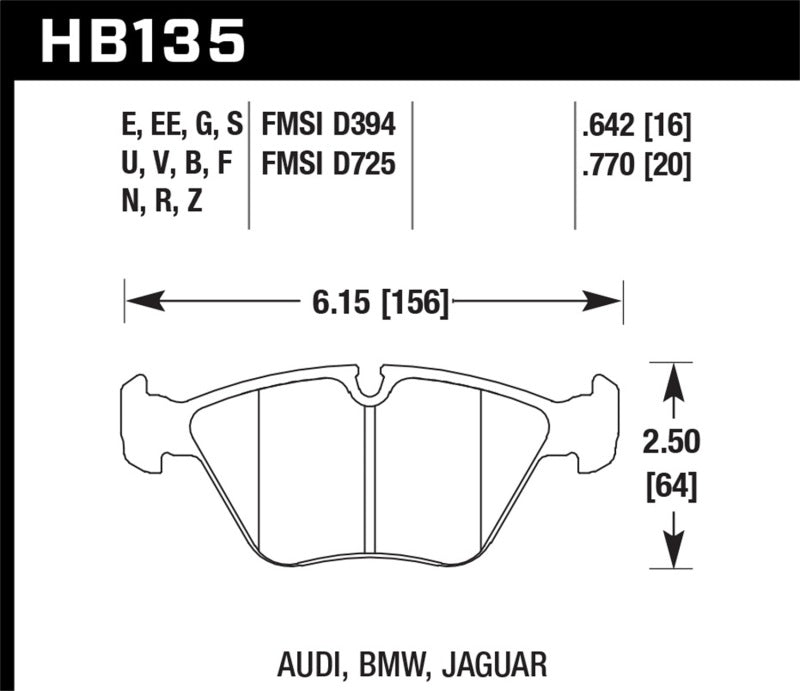 Hawk Performance HB135G.760 Disc Brake Pad DTC-60 w/0.760 Thickness Disc Brake Pad
