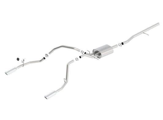 Borla 140536 14 Silv/Sierra 1500 C/B S-Type Exhaust/2.75in Into Dual 2.25in Out 4in Tip Split Rear Exit - #140536