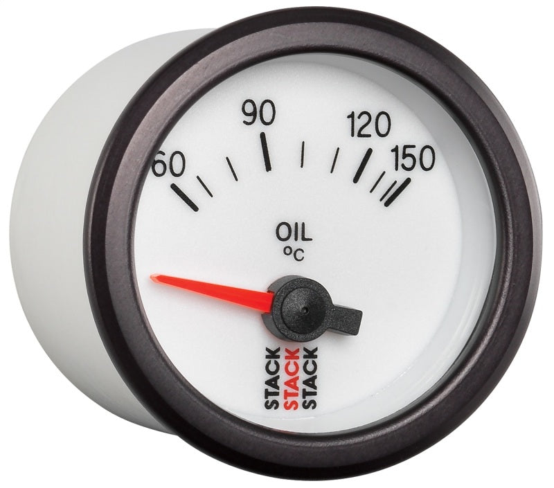 AutoMeter ST3259 Stack 52mm 60-150 Degrees C M10 Male Electric Oil Temperature Gauge - White