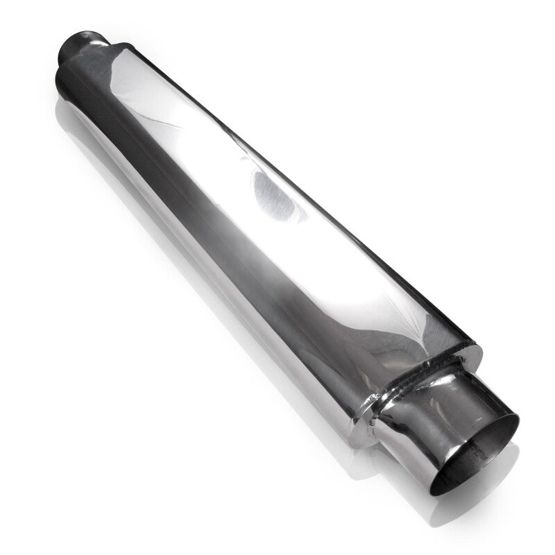 Stainless Works for Smooth Oval Muffler - 24in Long 2 1/2in ID Inlets Both Ends