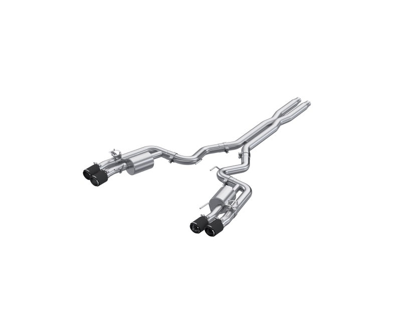 MBRP 2024+ For Mustang GT 3in Cat-Back Quad Tip - 4in Carbon Fiber Tips
