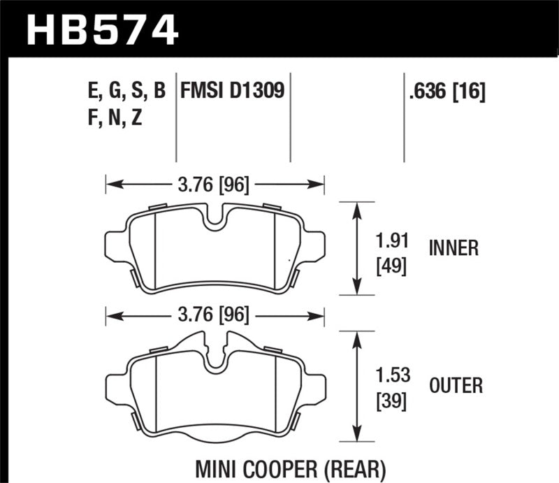 Hawk Performance HB574N.636 HP Plus Crossover Street/Motorsport Brake Pads