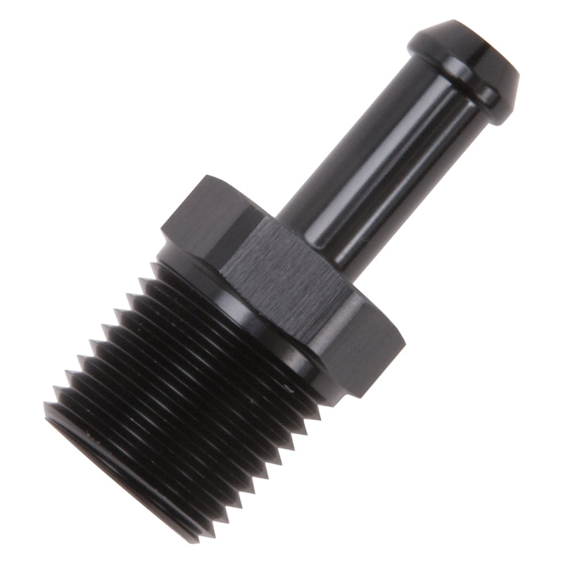 Edelbrock 8185 Hose Fittings Straight 1/2 in NPT to 3/8 in Barb Black Anodized