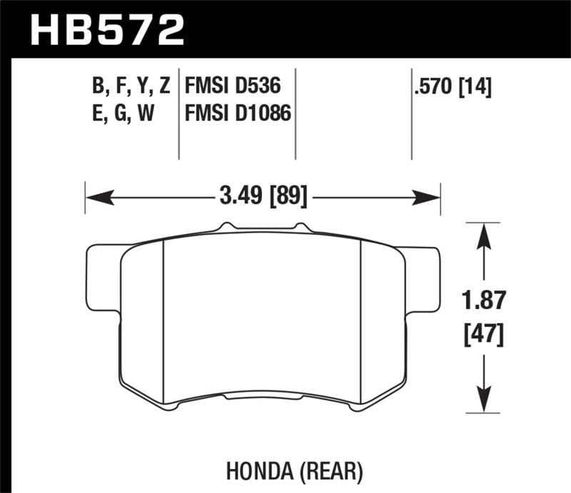 Hawk Performance HB572G.570 DTC-60 Motorsport Brake Pads