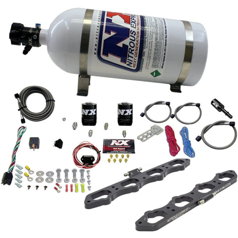 Nitrous Express Nitrous Wet Port Plate Kit w/10lb Bottle for Ford Coyote 5.0L V8