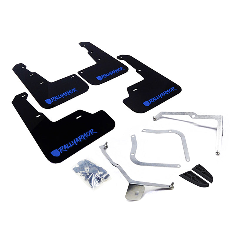 Rally Armor UR Mud Flaps - 2015-2021 Subaru WRX / WRX STI - Black/Blue Logo - #MF32-UR-BLK/BL-X