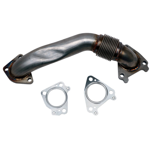 Wehrli Custom Fabrication WCF100654 2in Stainless Steel Passenger Side Up Pipe with Gaskets (Single Turbo) for 2001-2004 Chevrolet Silverado / GMC Sierra 2500 HD / 3500 Duramax