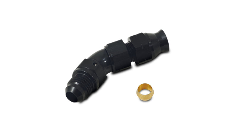 Vibrant 45 Degree 5/16in Tube to Male -6AN Flare Adapter w/Olive Inserts