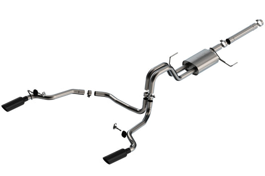 Borla 140903BC 21-22 F-150 Powerboost 3.5L V6 2WD & 4WD 4DR 3in, 2.25in S-TYPE Catback w/ Black Chrome Tips - #140903BC