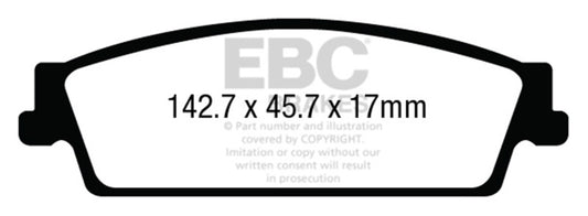 EBC 15+ Cadillac Escalade 6.2 2WD Yellowstuff Rear Brake Pads DP43022R