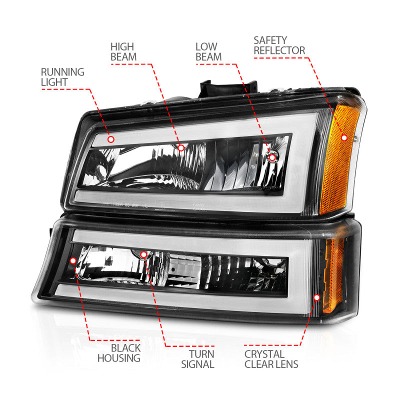 ANZO 2003-2006 Chevrolet Avalanche 1500 Crystal Headlights