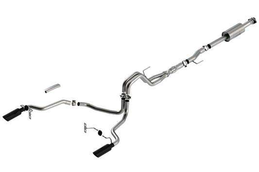 Borla 140867BC F-150 2021 5.0L 4dr CC SB EC STB Lariat/KR/Platinm/LTD 3/2.25 SRE Cat-Back ATAK Black CHR Tips - #140867BC