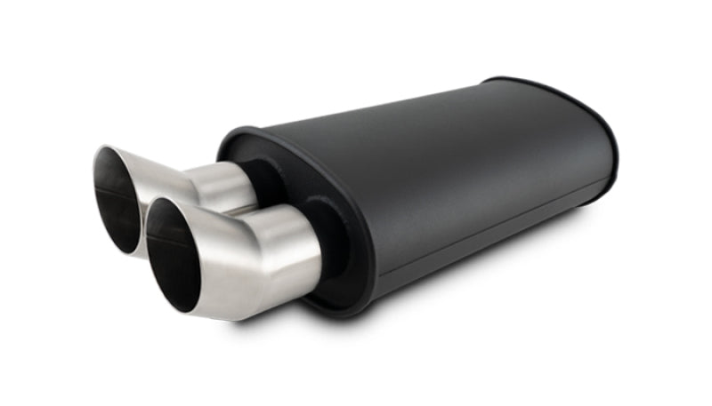 Vibrant Flat Blk Muffler 9x5x15in Body 3in Inlet ID 3in Tip OD w/Dual DTM Cut