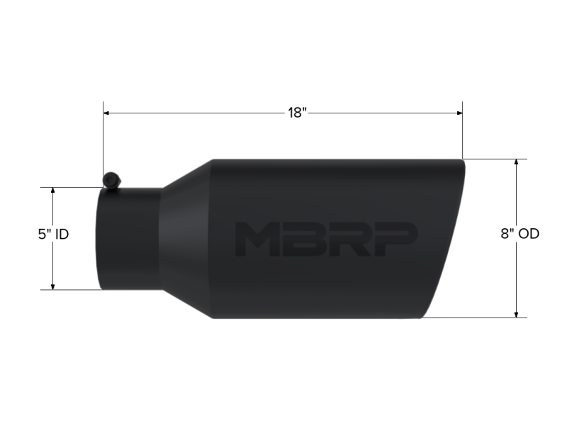 MBRP T5129BLK Exhaust Tip - 8" OD; Rolled end; 5" ID; 18" length | Black Coated