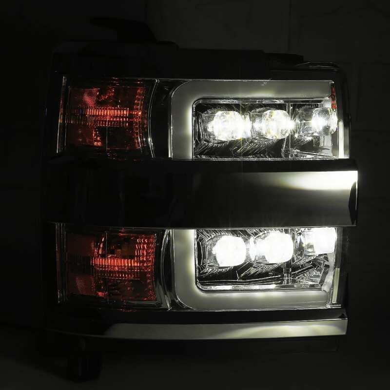 AlphaRex 880227 15-18 Chevrolet 2500 HD NOVA LED Projector Headlights Plank Style Black with Activation Light/Sequential Signal/DRL